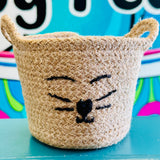 Cat Face Jute Basket - Small