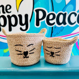 Cat Face Jute Basket - Mini