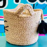 Cat Face Jute Basket - Small